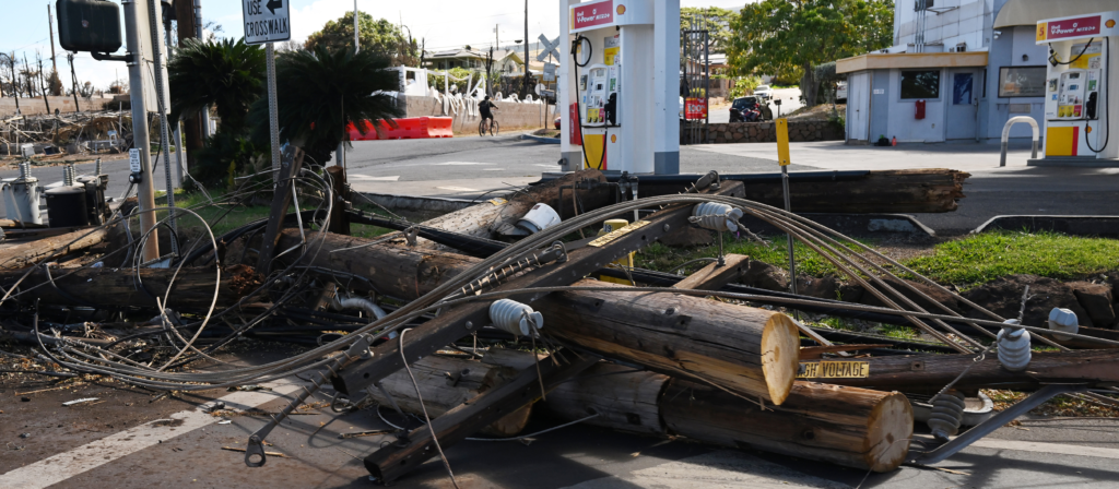 Lahaina Downed Electrical Pole